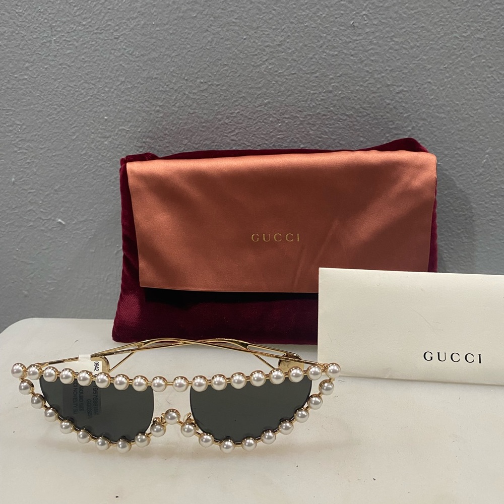 Gucci Women's Simulated Pearl Embellished Cat Eye Sunglasses  53mm
